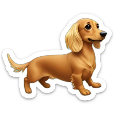 long haired blonde dachsund surfing sticker