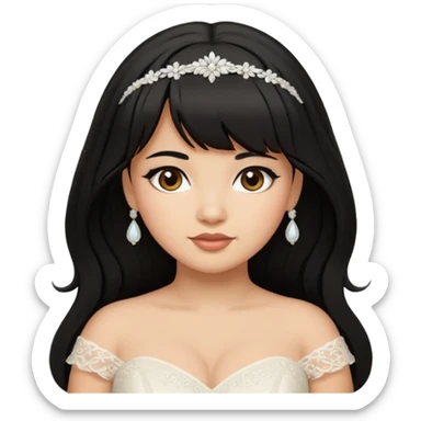 Latina girl with bangs black long hair plus size wedding dress sticker