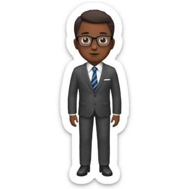 A dark-skinned man in a suit with glasses, full-length sticker