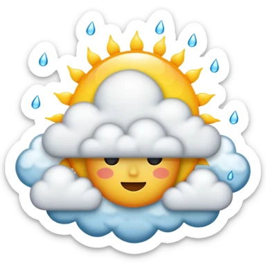 a sun with a large cloud blocking it with rain with no face sticker