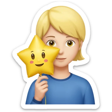 holding yellow star balloon sticker