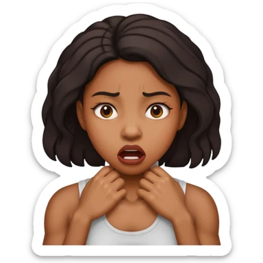 a black female strangling herself sticker