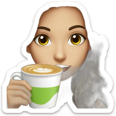 green eyed brunette with latte sticker