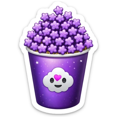 Glitter purple popcorn sticker