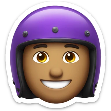 purple Motorcycle helmet with man with happy face sticker