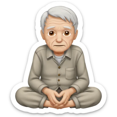 sitting weak old man  sticker