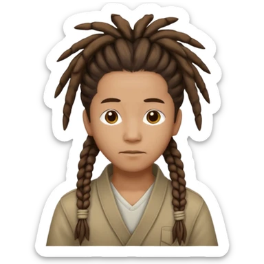 Casual person with tied-back dreadlock, asian sticker