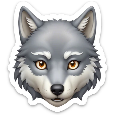 Cinematic Noble Wolf Portrait Emoji, Poised and regal, with a strong, lean build and a sleek, well-groomed Fur of grey and white, deep-set soulful piercing eyes, Simplified yet sharp and sophisticated features, highly detailed, glowing with a soft, dignified glow, high shine, intelligent and fierce, stylized with an air of wild majesty, focused and attentive, soft glowing outline, capturing the essence of a watchful and confident alpha, so majestic it feels as though it could howl out of the screen with effortless authority! sticker