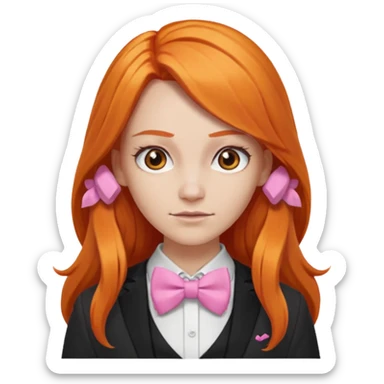 In A Clash Of Clans Aesthetic long orange hair woman with pink bowtie sticker