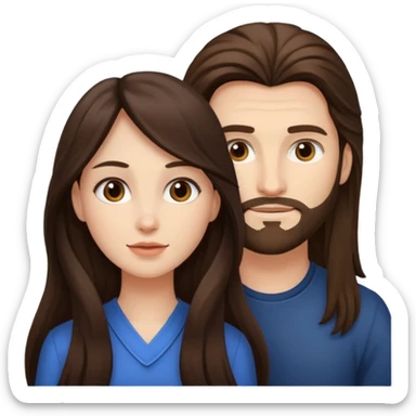 Brunette woman cock long haired man sticker