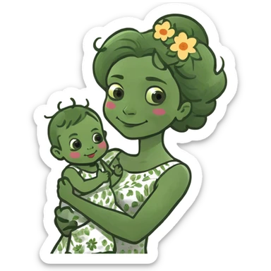 Mom throwing baby in a garbage bin sticker
