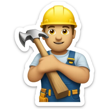 Builder holding hammer sticker