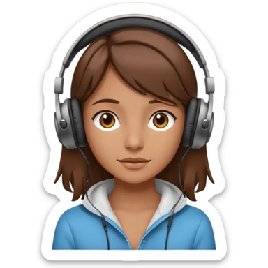 brown haired tan girl with headphones sticker