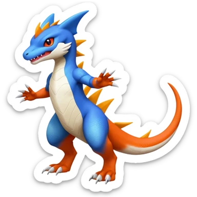 Garchomp-Veemon-Digimon-Latias-Peppercat-Pokémon-Flamedramon-fusion-animal-hybrid-creature, Full body  sticker