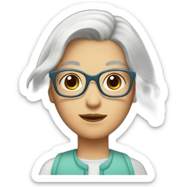 A Couple of two girls one with white hair and other with short brown hair and glasses sticker