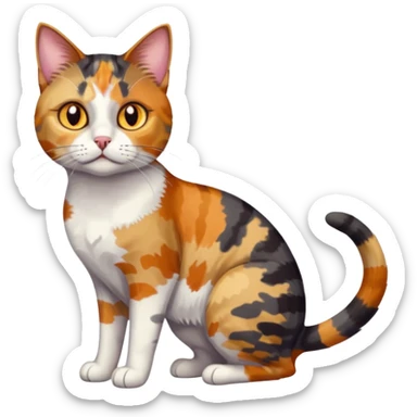 full body anxious looking colourful light patched calico tabby cat with hazel eyes sticker