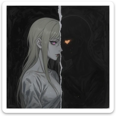 emo heart, broken in two sticker