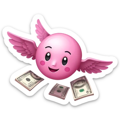 pink money flying  sticker
