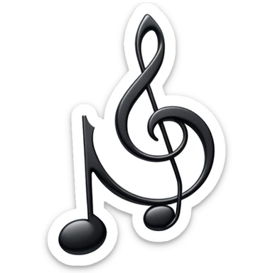 An emoji of a musical note, specifically a 'do' note (C note), represented as a simple, clean, black musical note on a staff. A classic and clear design with a modern look sticker