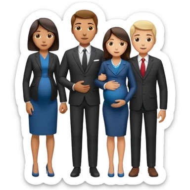 Ok keep this just change it a bit. Make them separate from each other so you know who who’s on the side and who’s on the dad side dad‘s family is standing next to him, wife family standing next to her. And T he wife is pregnant. sticker
