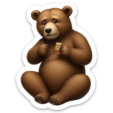 lonely bear smoking cigar sticker