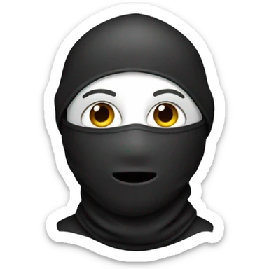 boy in balaclava with a big nose sticker