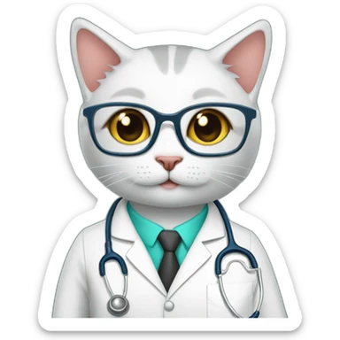 Doctor cat with glasses and clipboard female sticker