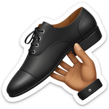 Hand holding a shoe as if it’s about to hit someone  sticker