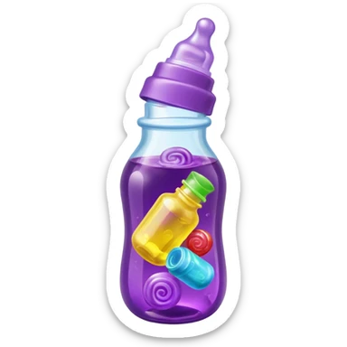 baby bottle with purple liquid and jolly ranchers sticker