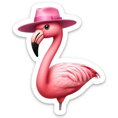 Flamingo wearing a hat sticker