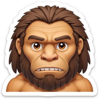 Neanderthal with very broad shoulders, muscular primitive human, strong caveman with prominent brow ridge sticker