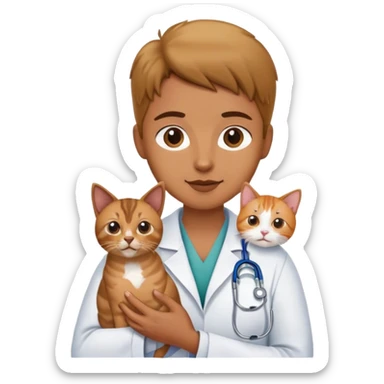 veterinarian with dog and cat sticker