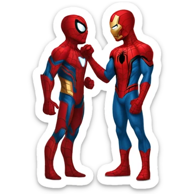 Spiderman qui embrasse iron man sticker