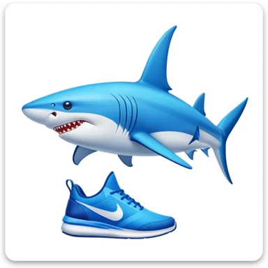 Tiburón con piernas y zapatos Nike azules  sticker