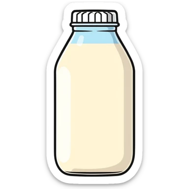 heavenly bottle of pure milk with angelic glow, spiritual nourishment sticker