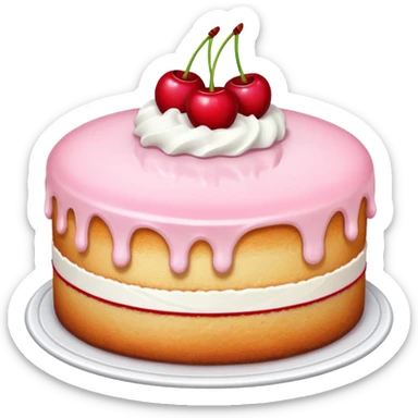 A light pink comfort cake, garnished with two cherries. sticker