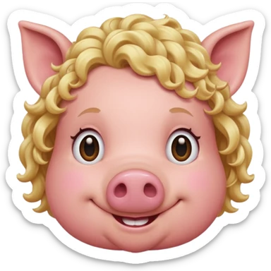 pig with blonde hair sticker