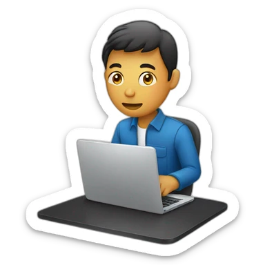 personne qui travaille sur son pc sticker