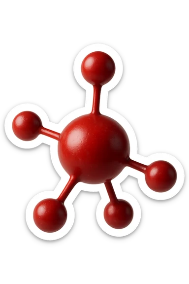 molecola chimica 3d rossa iperrealistica fluttua in aria, 4k sticker