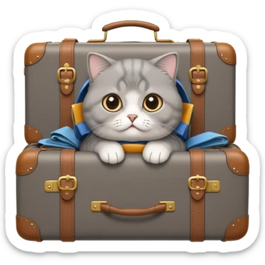 Gray scottish fold with baggage sticker