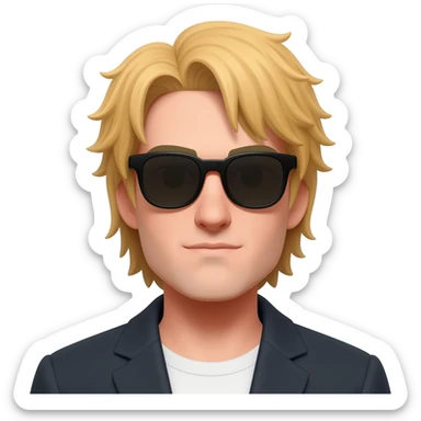 man long blonde hair with fringe and sunglasses sticker