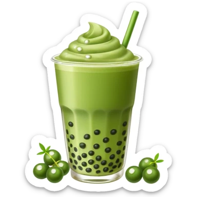 Matcha boba tea emoji sticker