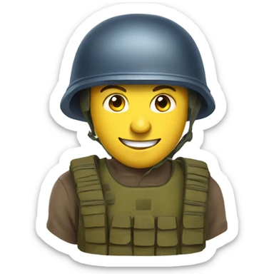 ukrainian soldier head in helmet smiling sticker