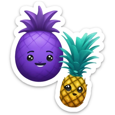 teal seal and purple pineapple sticker