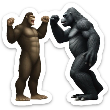 King Kong and Godzilla high-fiving  sticker