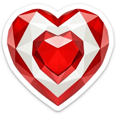 white and red geometric jewel heart sticker