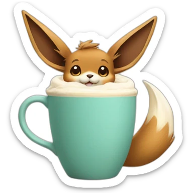 Eevee with a latte sticker