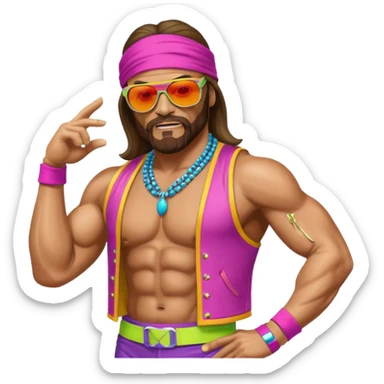 Create a Macho Man emoji for a teams chat but make it more original style to the game - make it as realistic as possible sticker