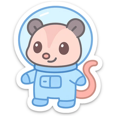 cute cartoon possum dressed up like an astronaut sticker