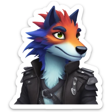 Colorful cute edgy badass anthropomorphic sergal furry  sticker